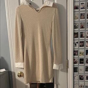 SHEIN Cream Long Sleeve Dress